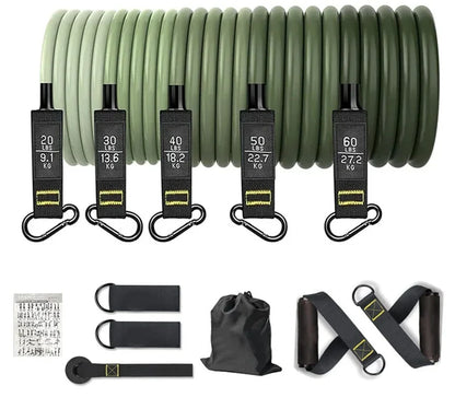Resistance band set with handles and door anchor, 200 lb, Green