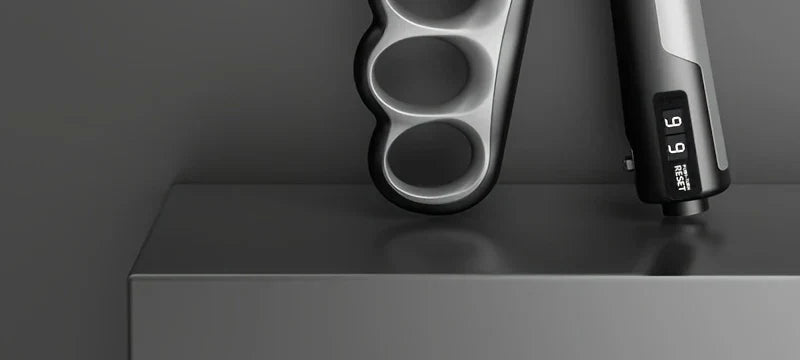 Grey adjustable hand grip strengthener with digital counter
