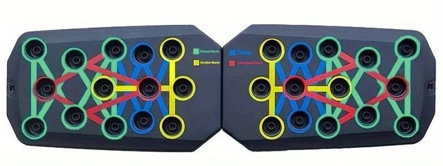 Foldable push-up board with colour-coded hand positions