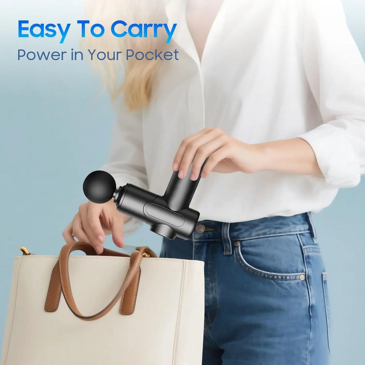 Compact massage gun fits in a bag