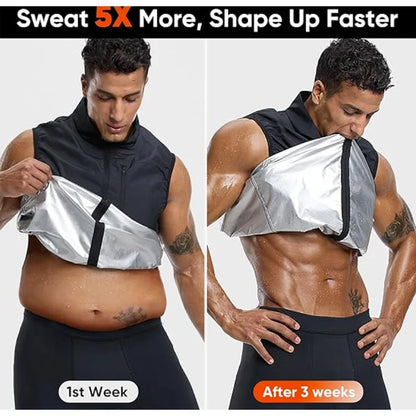 Sweat suit - Sauna Sweat Jacket - Sleeveless Zip Sauna Hoodie