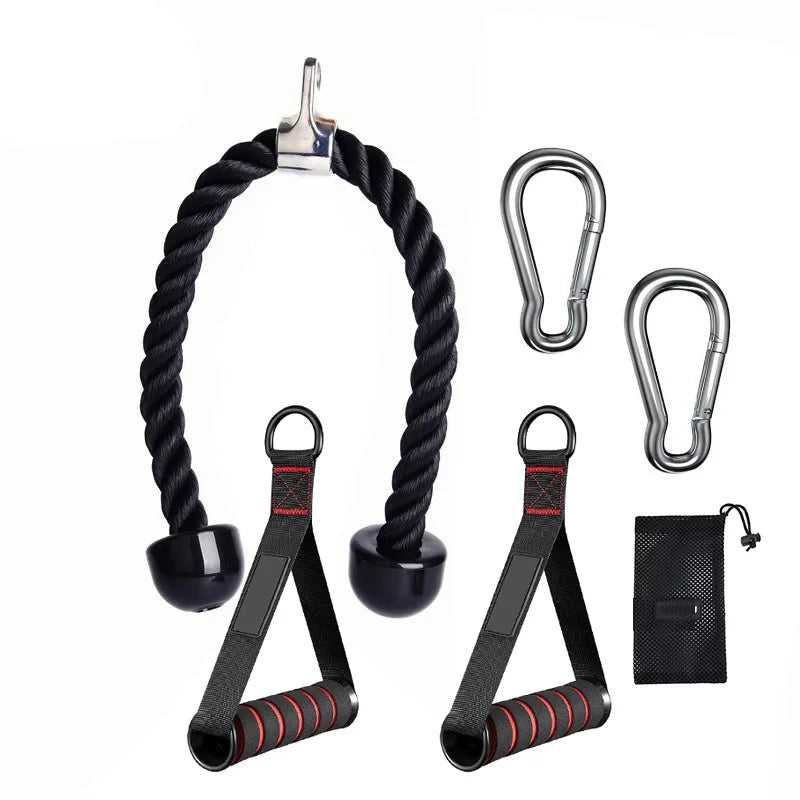 Tricep Rope Cable Attachment with handles and carabiners