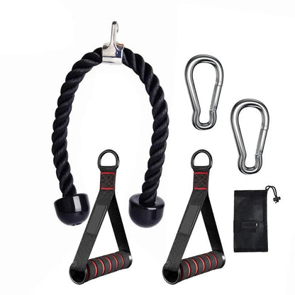 Tricep Rope Cable Attachment with handles and carabiners