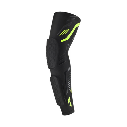 Padded elbow compression sleeve in black and green