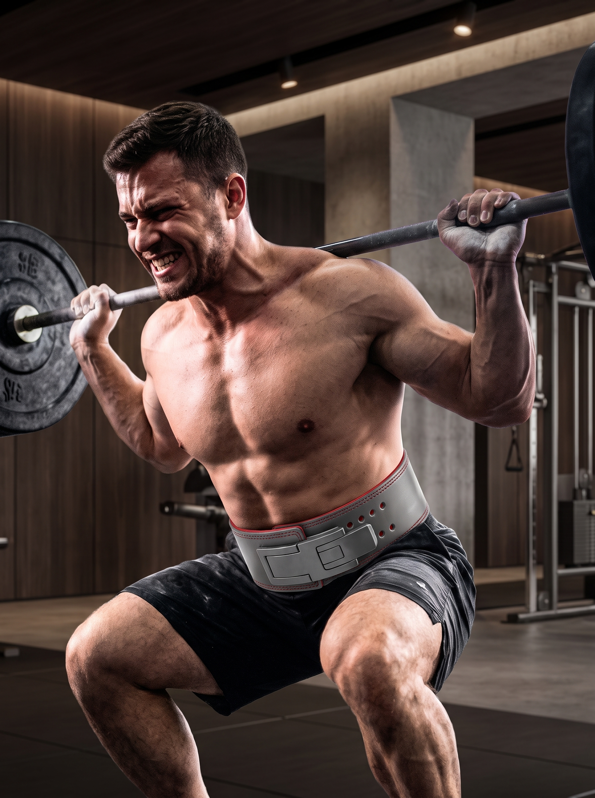 Weightlifting belt during a squat