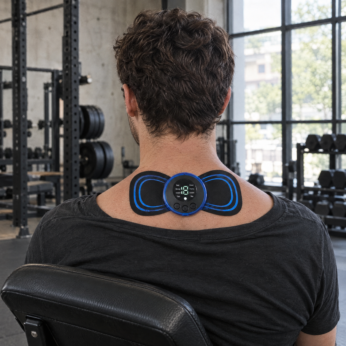 EMS Neck Massager in use at the gym