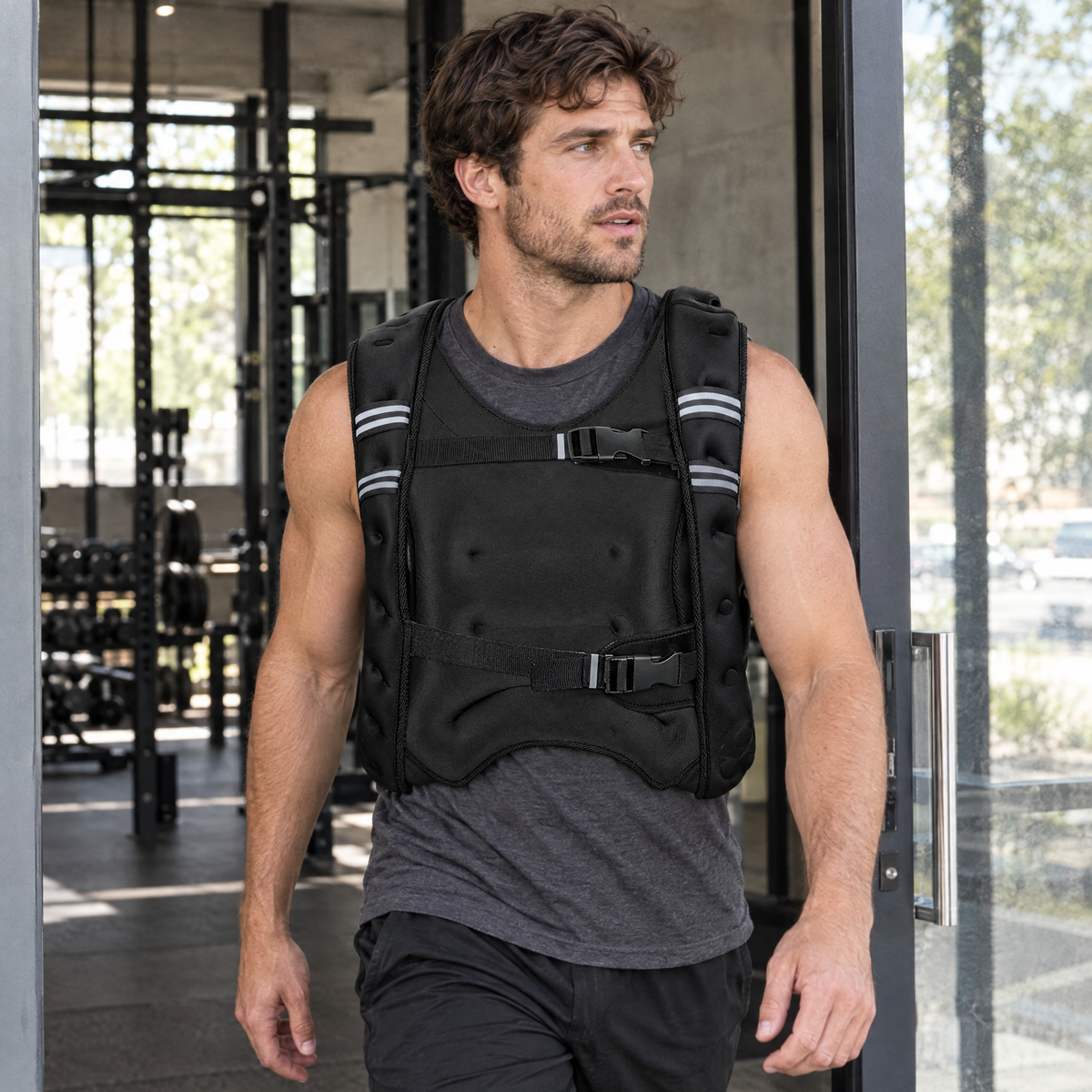 Adjustable Weighted Vest in use at the gym