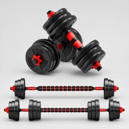 GRYNDWEAR adjustable dumbbell to barbell set with connecting bar