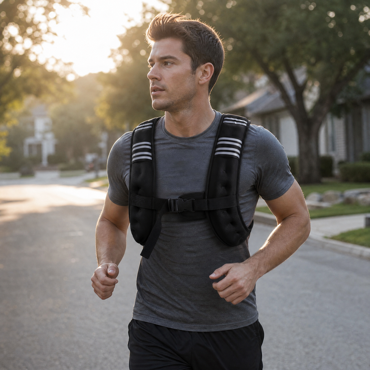 12 lb weighted vest on an early morning run