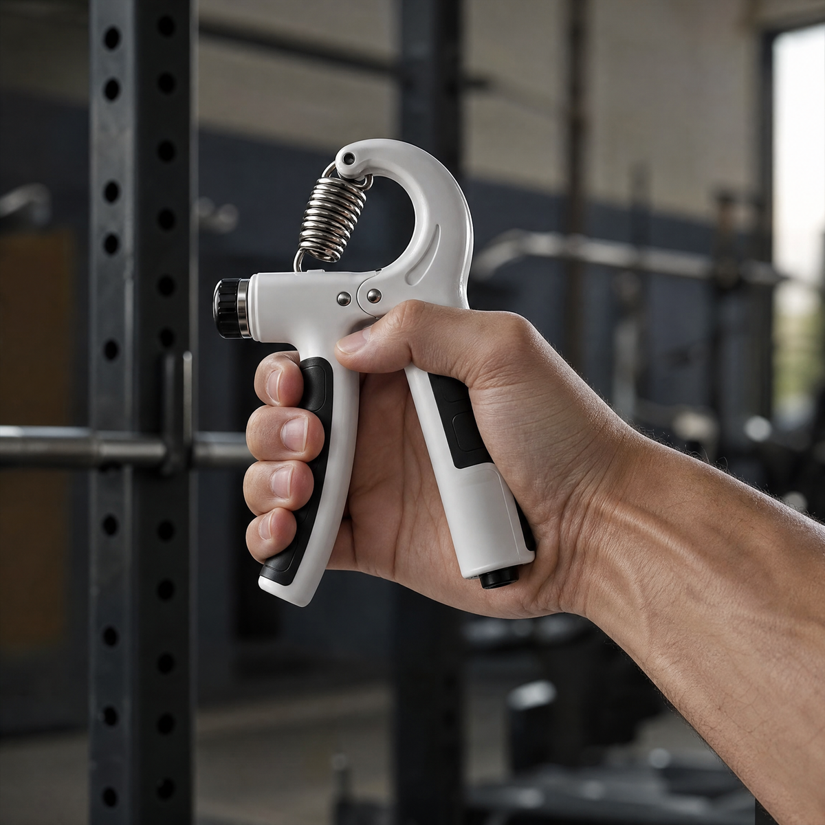 Heavy adjustable hand gripper in hand