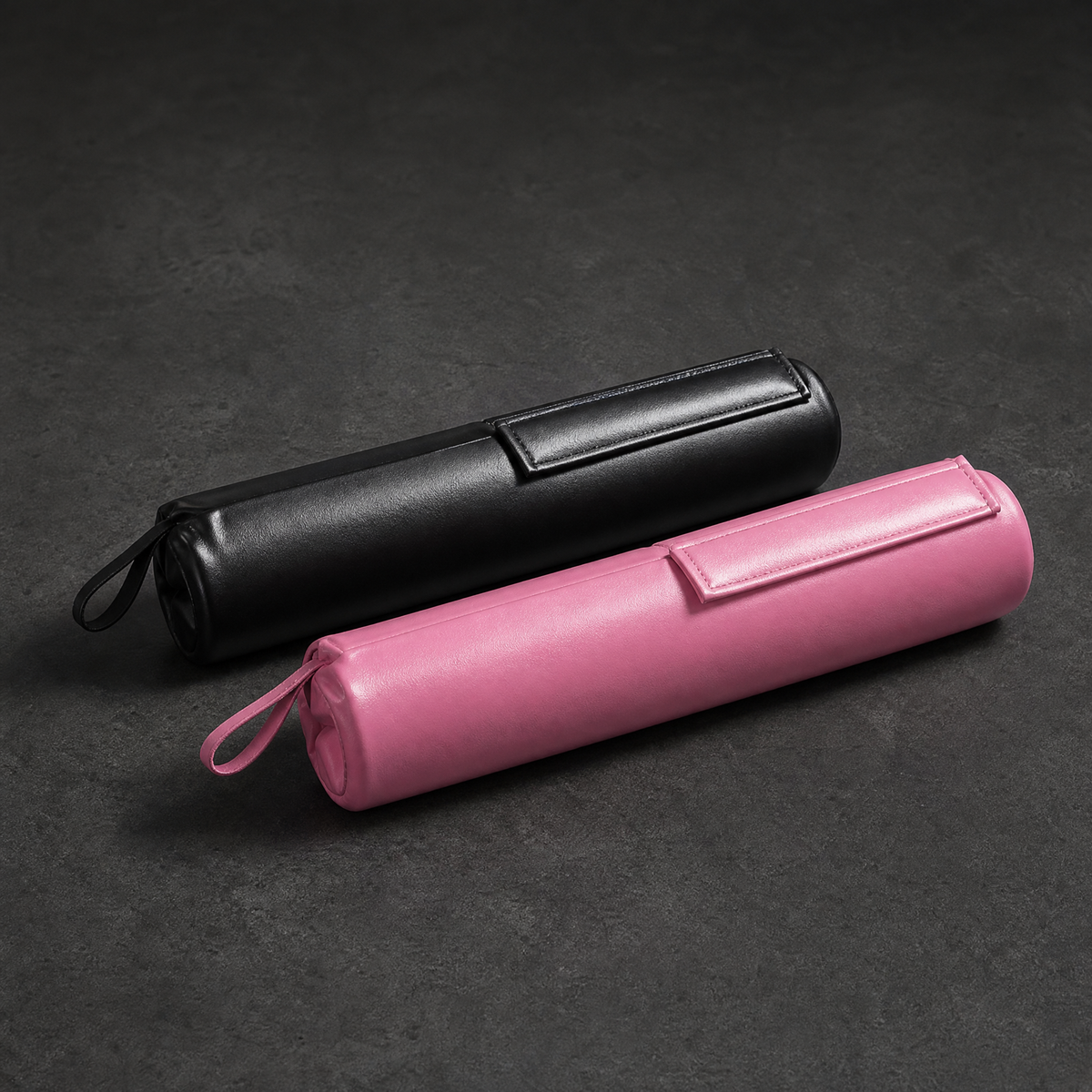 PU leather barbell pad in black and pink