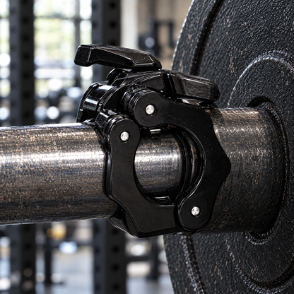 Quick release barbell collar locked on a barbell
