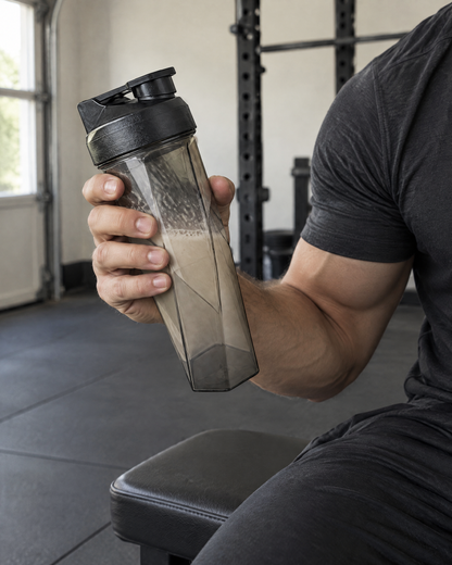600ml Vortex Protein Shaker in use in a home gym