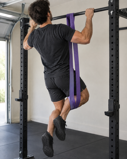 Pull Up Assist Band in use in a home gym