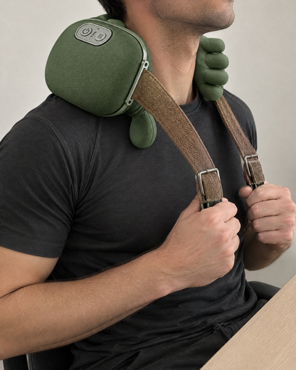 Heated Neck Massager in use at a desk