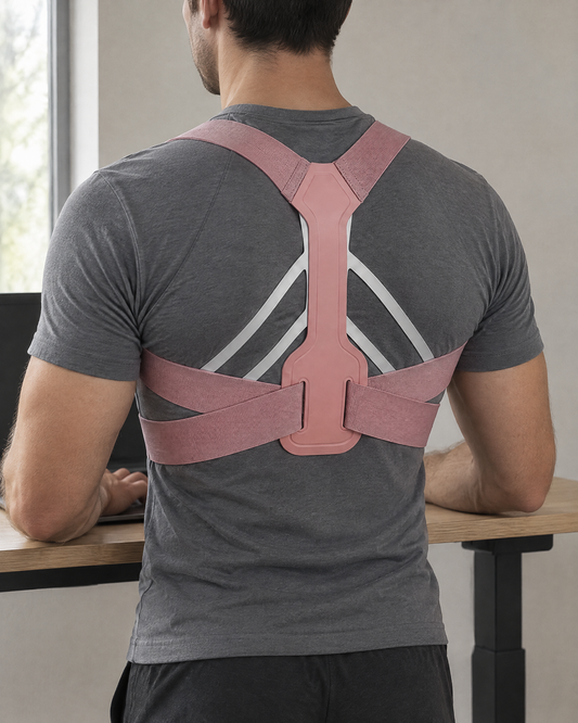 Posture Corrector Strap worn at a standing desk