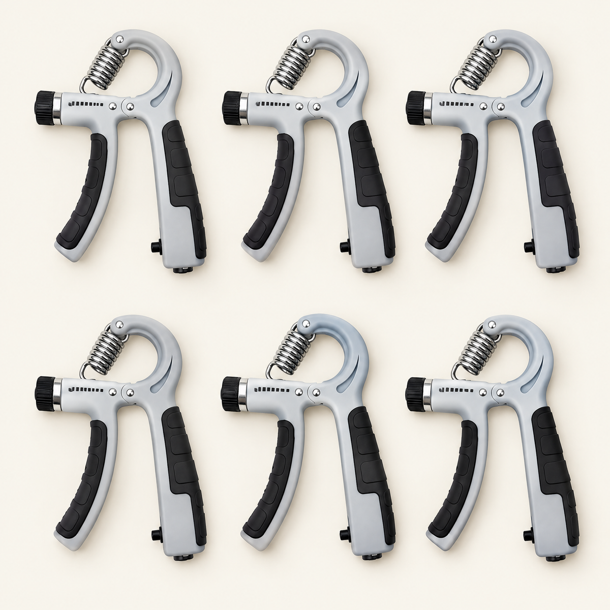 Six grey adjustable hand grip trainers, 6-pack