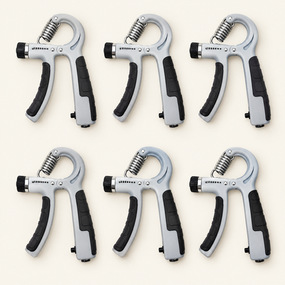 Six grey adjustable hand grip trainers, 6-pack