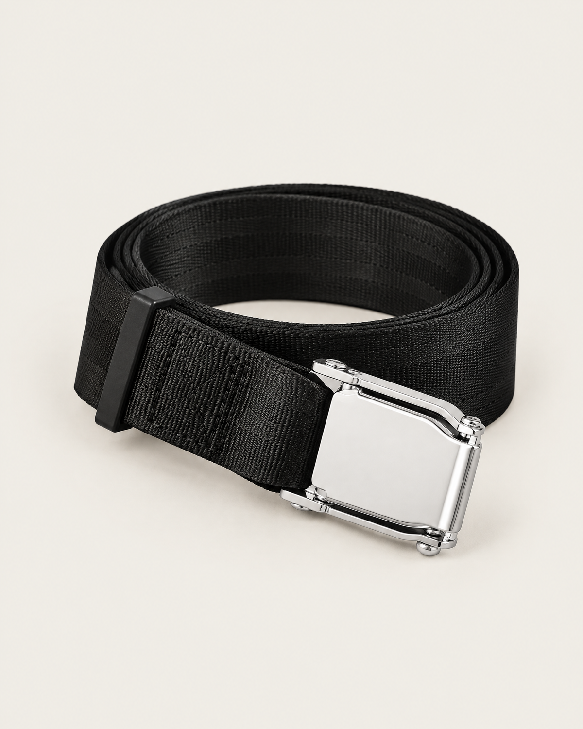 Black Nordic curl bench strap with metal quick-release buckle