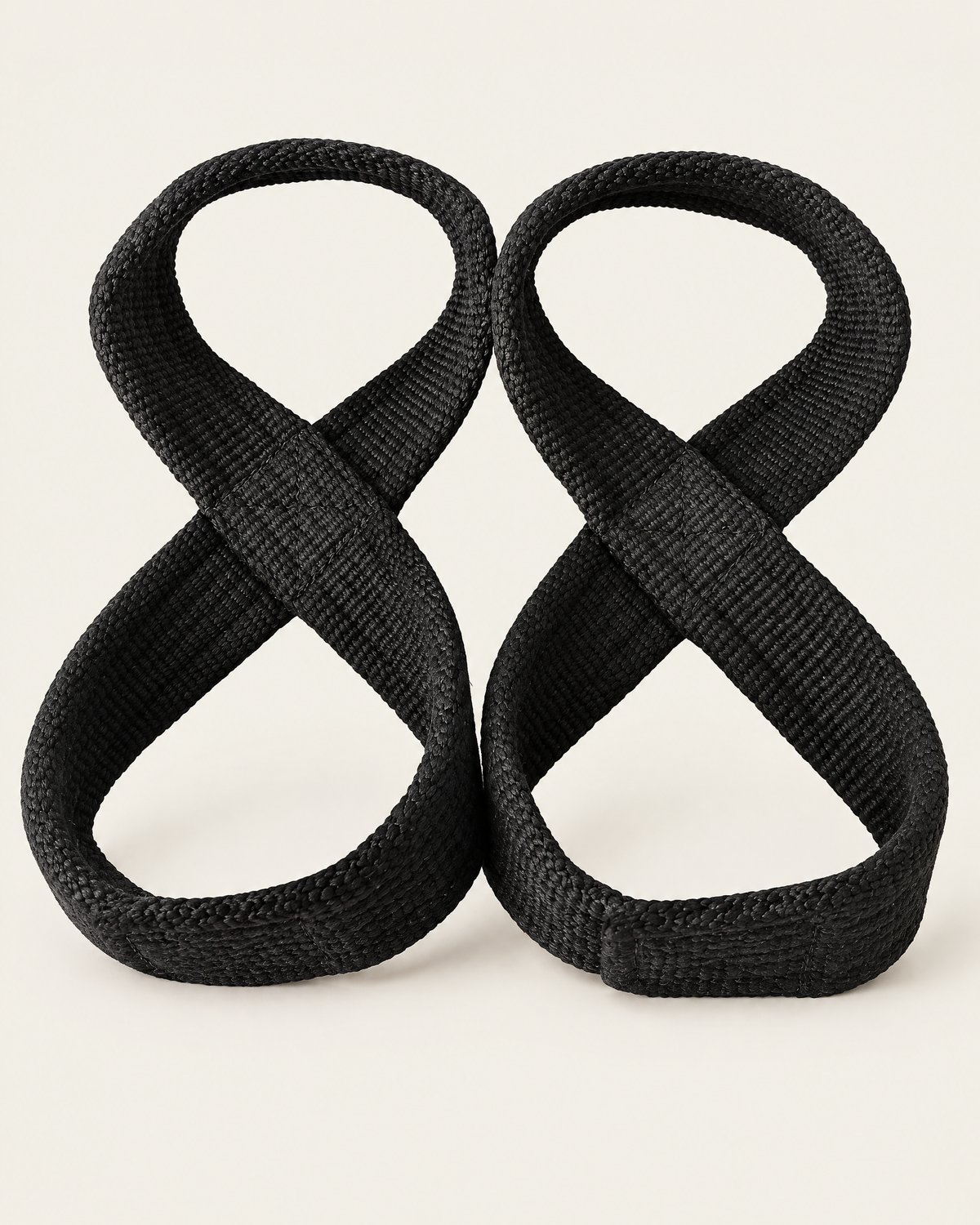 Pair of black heavy cotton figure 8 lifting straps