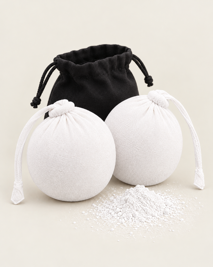 Gym chalk ball 2-pack with a drawstring storage pouch