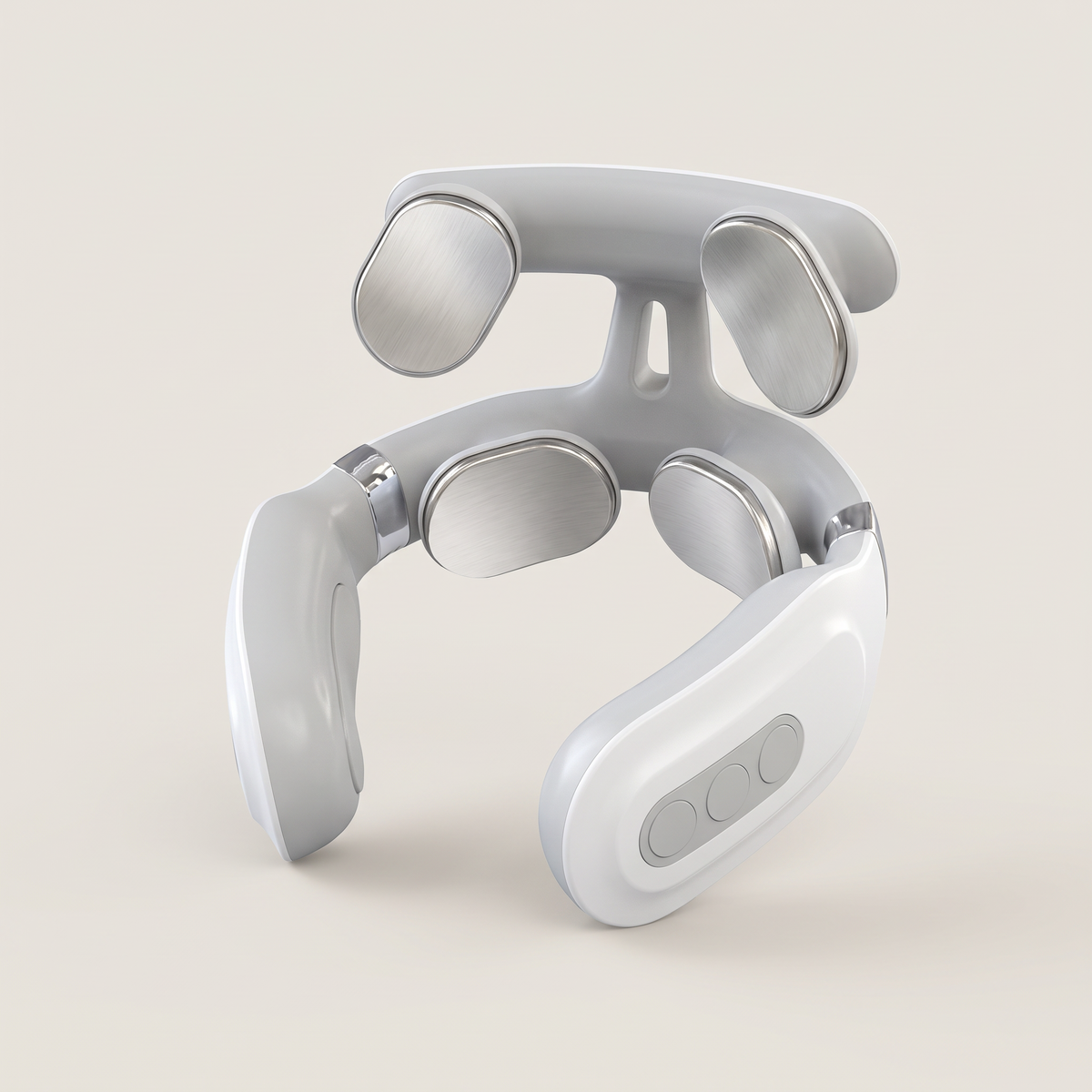 Neck and shoulder massager on a bone-colored background